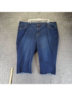 Lane Bryant Jeans Womens Size Plus 24 Blue Girlfriend Crop Stretch Denim
